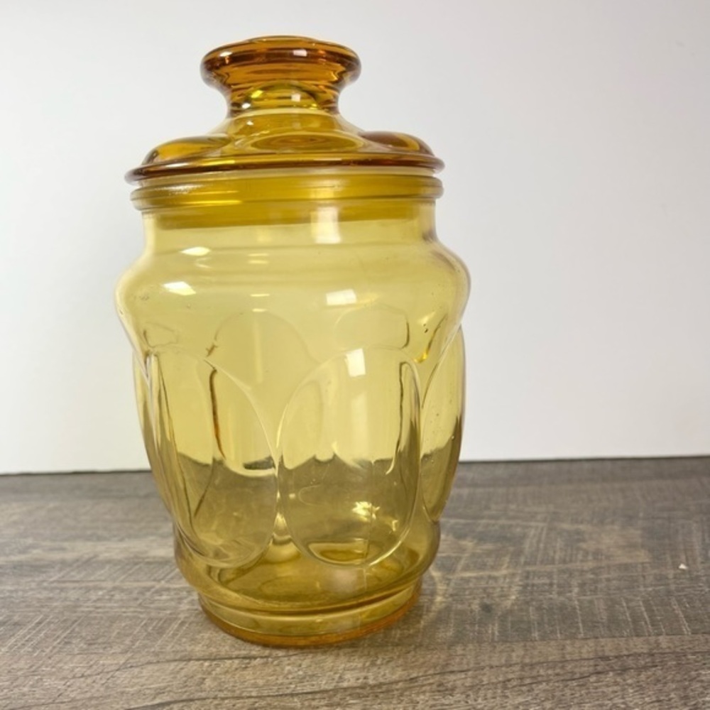 Vintage Bubble Jar Amber Glass with Lid apothecary container storage bohemian